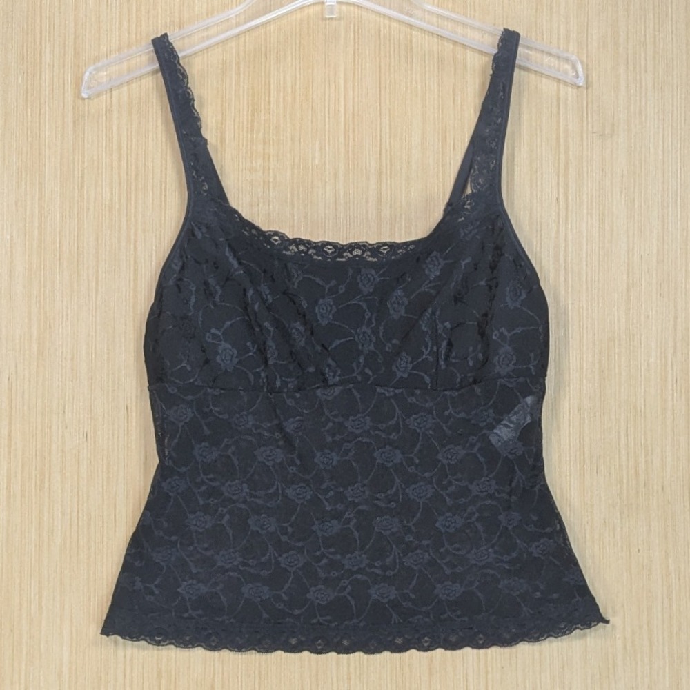 Vassarette Black Lace Camisole Tank Top Whimsygoth Party Festival Women's Large